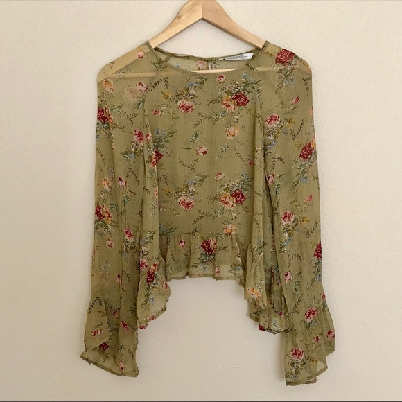 Zara Premium Denim Collection Floral Tip SZ XS - Picture 4 of 7